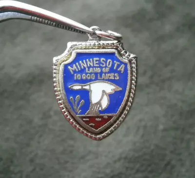 Minnesota Elco Sterling Silver Enamel Travel Shield Charm ~ 2.4g • $12.50