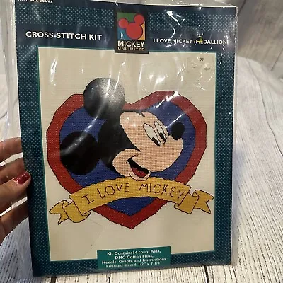 Mickey Unlimited Counted Cross Stitch Kit I Love Mickey Mouse Disney Unused Open • $15