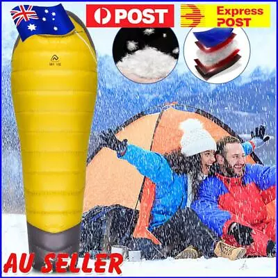 Goose Down Camping Sleeping Bag Ultralight For Outdoor Indoor (Yellow 600g) • $89.49