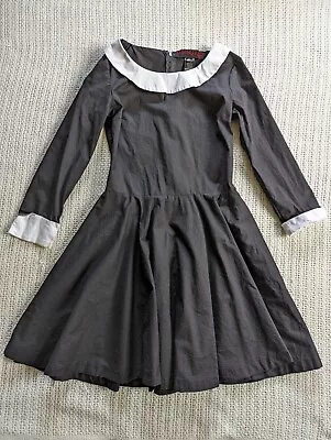 SEEING RED Women's SMALL Dress Costume Goth Wednesday Adams Collared Black  • $24.99