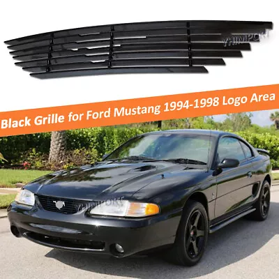 Fits 1994-1998 Ford Mustang Front Black Billet Grill Grill Insert W/ Logo Show • $49.99