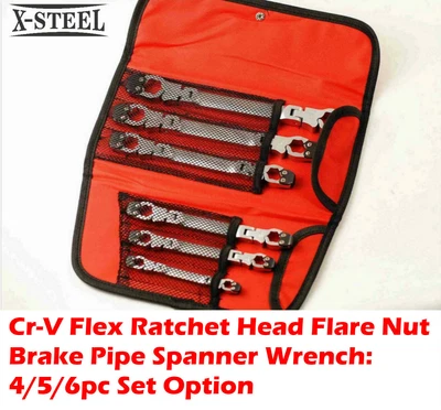 $91 • Buy Cr-V Flexi Ratchet Head Flare Nut Brake Pipe Spanner Wrench:4/5/6pc Set Option