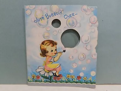 Vintage Birthday Greeting Card Sweet Girl Blowing Bubbles Unused • $10