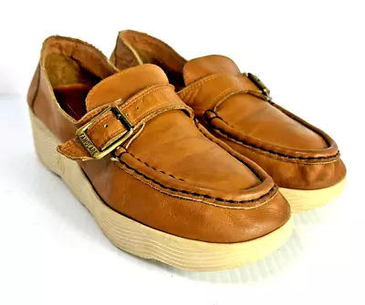 Famolare Vintage 1970 Get There Wavy Platform Leather Italian Slip-on Wedge • $77.08