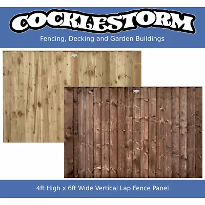 4ft High X 6ft Wide Vertical Lap Feather Edge Timber Garden Fence Panel • £40.50