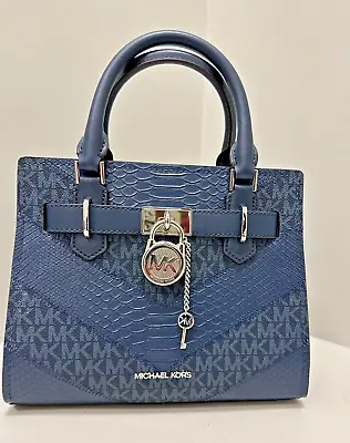 Michael Kors Hamilton Small Women Satchel Handbag Crossbody Bag In Navy Multi • $227