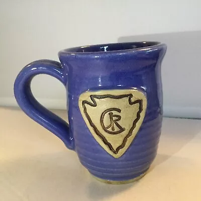 Missoula Montana Egan Stoneware Coffee Mug Cup Arrowhead Purple Glaze Ribbed • $14.99