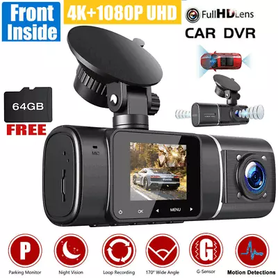 $118.99 • Buy TOGUARD Uber Car 4K+1080P Dual Dash Cam IR Night Vision Video Recorder Camera
