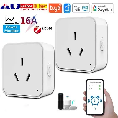 Tuya WiFi / Zigbee 16A Smart AU Socket Plug Voice Control For Alexa Google Home • $35.14