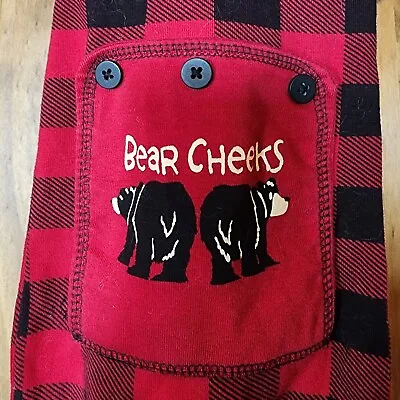 18 Month Red Black Sleeper Pajamas Toddler Bear Cheeks Lumber Jack   • £12.05