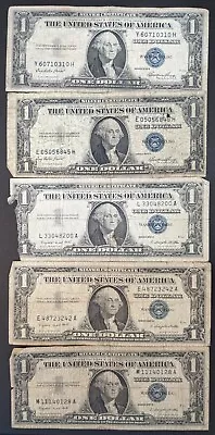 LOT Of FIVE (5) Silver Certificates HEAVILY CIRCULATED See Photos • $13.99