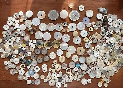 360+ Vintage Antique Mother Of Pearl Button Lot Hand Carved MOP Pearl Buttons • $14.99