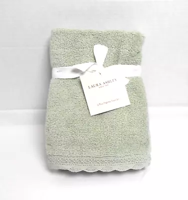 Laura Ashley 2 Fingertip Towels Juliette Pattern Sage Green Lace Trim • $15.89