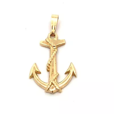 14K Yellow Gold 3D Anchor Nautical Navy Marine Pendant • $215