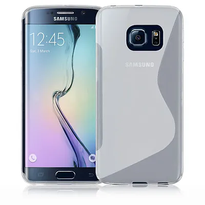 Premium Clear Silicone Gel S-Line Wave Design Case Cover For Samsung S6 Edge • £1.99