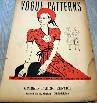 RARE VTG 1930s VOGUE PATTERNS CATALOG 1938 • $19.99