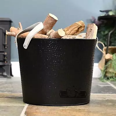 Large Black Contemporary Dotted Log Basket • £39