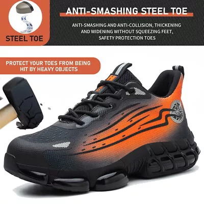 Mens Indestructible Safety Work Boots Breathable Shoes Steel Toe Sneakers Size10 • $43.23