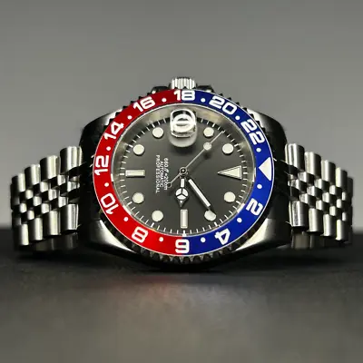 Custom Left Handed “Pepsi  Sub Style Mod Watch W/ NH35 Automatic Date Movement • $164