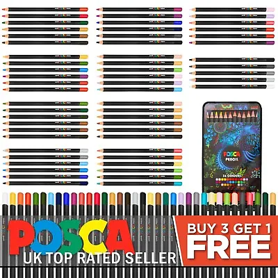 Posca Coloured Pencils Oil And Wax Based Professional Artist Colouring Pencils • £10.99