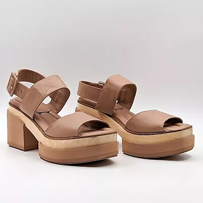 $225 • Buy Paloma Barcelo Women Margoti Buckle Platform Beige Leather Sandals Sz 11US 41EUR