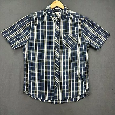 Volcom Cassic Fit Shirt Mens Large Blue Plaid Short Sleeve Cotton Blend Casual • $17.95