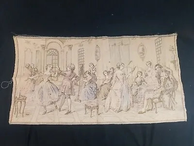 Antique Classic Belgium Dancing And Music Scene Cloth Tapestry 38 X 20  Has Flaw • $55.99