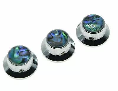 $12.99 • Buy *NEW CONTROL KNOBS For Fender Stratocaster Strat 6mm Guitar Chrome+ Abalone