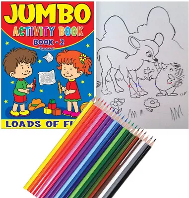 A4 JUMBO CHILDREN'S COLOURING BOOK Pictures Learning 142 Pgs + 20 PENCILS • £6.99