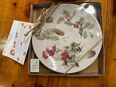 Marjolein Bastin Collector Plate Pine Cone Holly Anemone 1995 Botanical 8 3/4  • $16.99