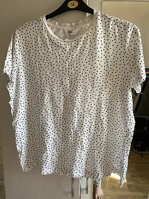 £0.99 • Buy Polka Dot White And Blue T Shirt Size 20 F&F