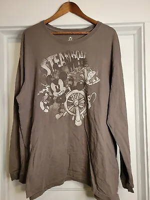 Vintage DISNEY Steamboat Willie Mickey Mouse Long Sleeve T-shirt Men's XXL 2XL • $16