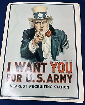 Vintage 1968 Vietnam Era Uncle Sam  I Want You  For U.S. Army Recruitment Poster • $20