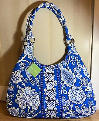 Vera Bradley Shoulder Bag Purse Womens Large Hobo Retired Print Blue Lagoon NEW • $35