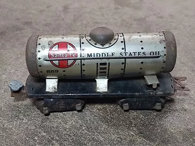 Vintage MARX Pre-War Tin 027 Gauge 4-Wheel Middle States Oil Tanker Car #553 • $5