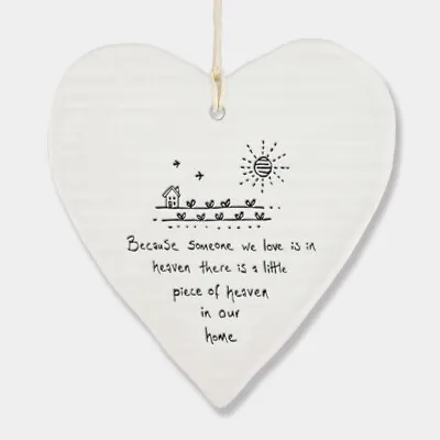 Hanging Porcelain Hearts By East Of India - Various Sentimental Messages • £5.70