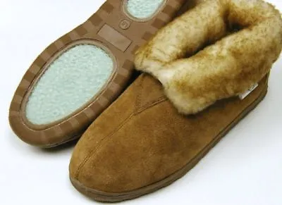 Men Sheepskin Shearling Bootie Shoe Slipper Moccasins Medium (DM) • $69.95