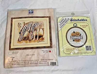 Vintage Vervaco Verachtert Zebras “Dawn” & Stitchables Cross Stitch Kits NEW! • $15.95