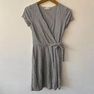 Altard State Fit N Flare Dress Womens Small White Striped V-neck Faux Wrap • $11.23