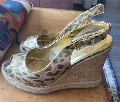 £4.99 • Buy Matalan Gold Animal Print Wedges. Shoes. Strappy Sandals. Size 5