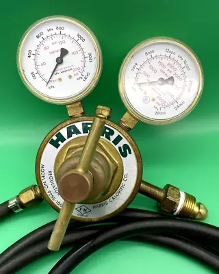 Harris Multi-Stage Gas Regulator Model 92SS-100 Dual Gauge With 10  Hose • $47.55