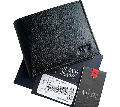 New Armani Original Leather Wallet Credit Card Notes & Coins For Christmas Gift • £24.99