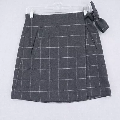 J. Crew Skirt Womens Size 2 Gray Plaid A-Line Wrap Business Casual • $16.99