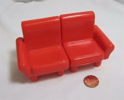 FISHER PRICE My First Dollhouse RED COUCH SOFA CHAIRS For LIVING ROOM Rare! • $6.80