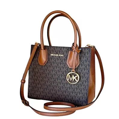 Michael Kors Mercer Medium Satchel Shoulder Messenger Bag Mk Brown • $104.88