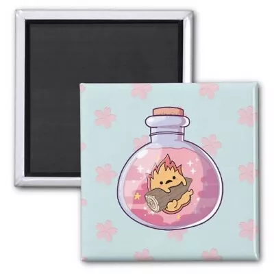 Square Magnet Calcifer Imán De Studio Ghibli Kawaii Size 2 In Print Collectable • £19.28