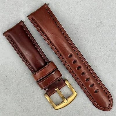 Chestnut Brown Vegetable Tan Leather Watch Strap Gold Buckle 18mm20mm22mm24mm • £28.99