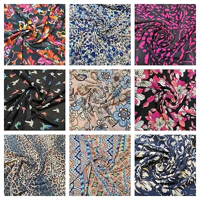 FLORAL Sheer Crepe Chiffon Dress Material Craft Drape Fabrics 58  By The Meter • £6.16