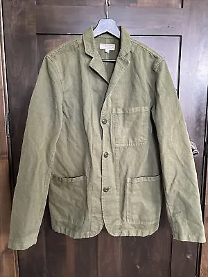 J.Crew Wallace & Barnes Chore Jacket Mens Size 36R Green Blazer Linen Cotton • $50