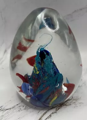 Vintage Murano Art Glass Fish Fishy Fishes Large Egg Shaped Paperweight • $24.99